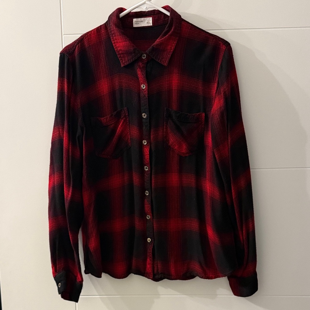 Maurices Red and Black Checkered Shirt. Cross Posted